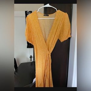 Yellow wrap dress